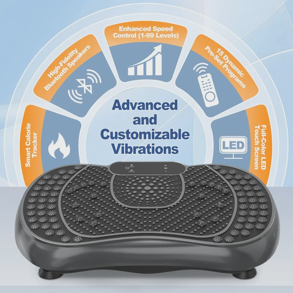Krachtig Vibratieplatform met 99 Intensiteitsniveaus voor Full-Body Workout & Massage