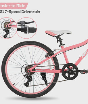 Hiland 24 Inch Kinder Mountainbike met Voorvering - Fiets voor Jongens & Meisjes (7-15 jaar)
