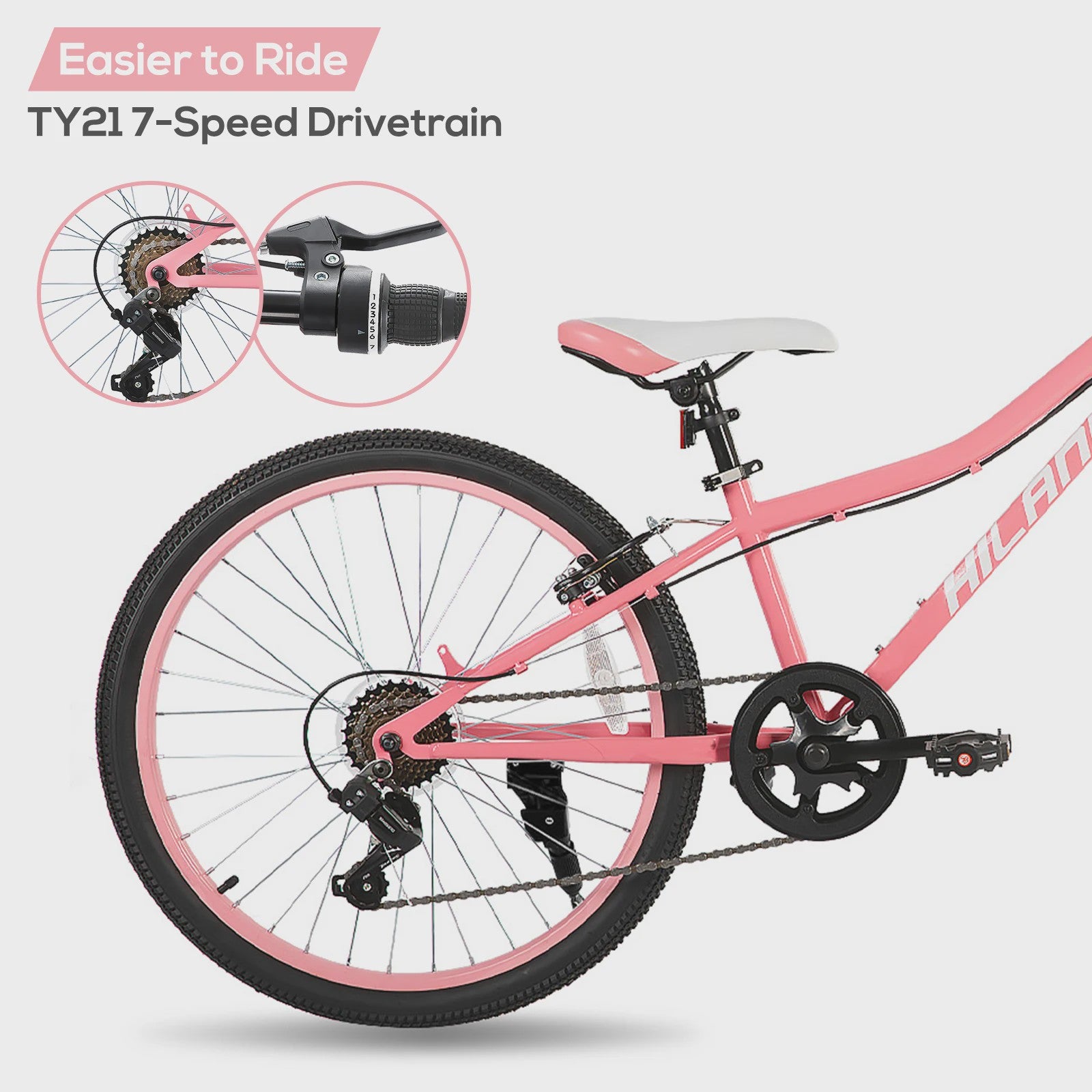 Hiland 24 Inch Kinder Mountainbike met Voorvering - Fiets voor Jongens & Meisjes (7-15 jaar)