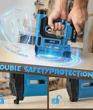 2In1 Electric Nail Gun 18GA Cordless Stapler Framing Nailer Tacker Woodworking Furniture Tool With 1000 Nails/Staples 2x Battery