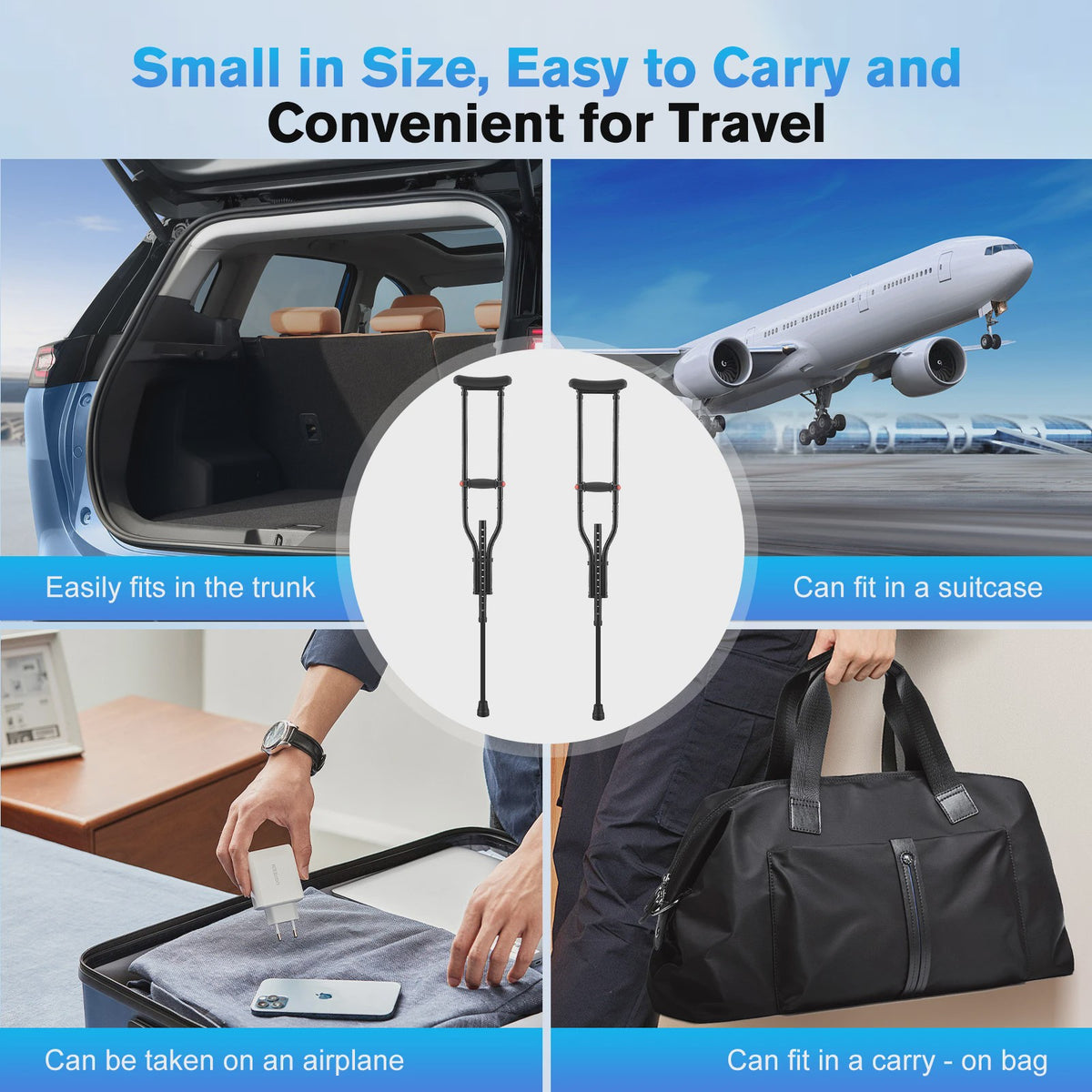 Folding Medical Elbow Crutches, Arms Crutches,Young People Orthopedic Mobility Aids Walking Stick Portable Forearm Crutches Pair