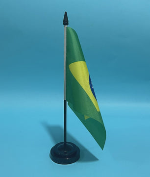 Bureauvlag Brazilië 14x21cm - Polyester Nationale Vlag met Standaard