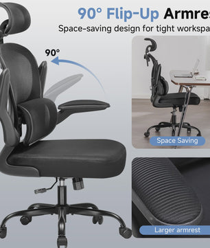 Ergonomische bureaustoel met 3D hoofdsteun, lendensteun en geïntegreerde kledinghaak