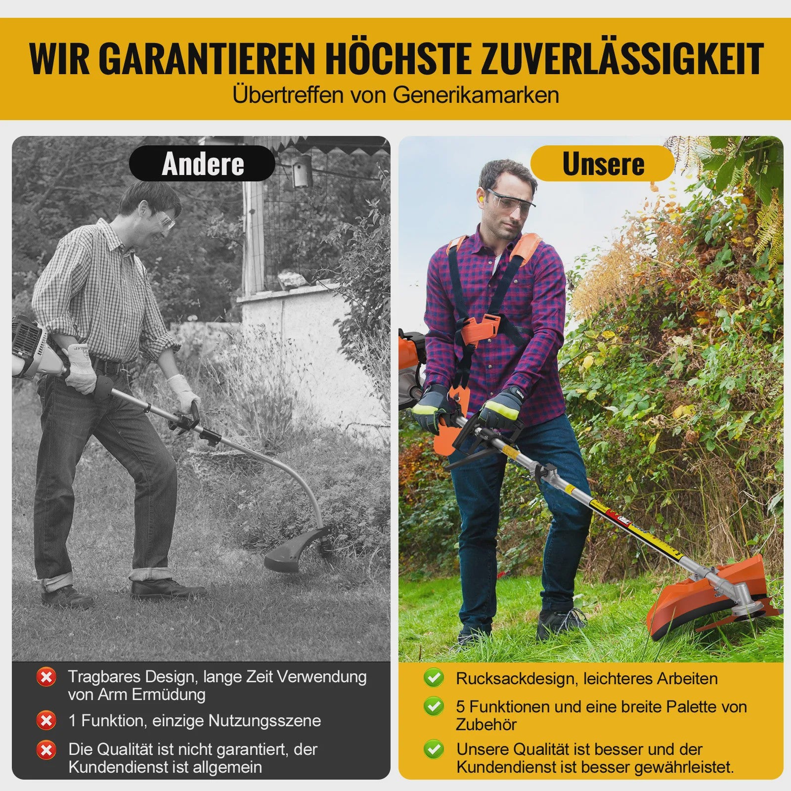 CONENTOOL 6-in-1 Benzine Bosmaaier met Kettingzaag & Heggenschaar - 52cc Krachtig Tuingereedschap