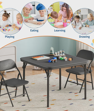 Opvouwbare Kinder Speel- en Studietafel met 2 Stoelen - Zwart