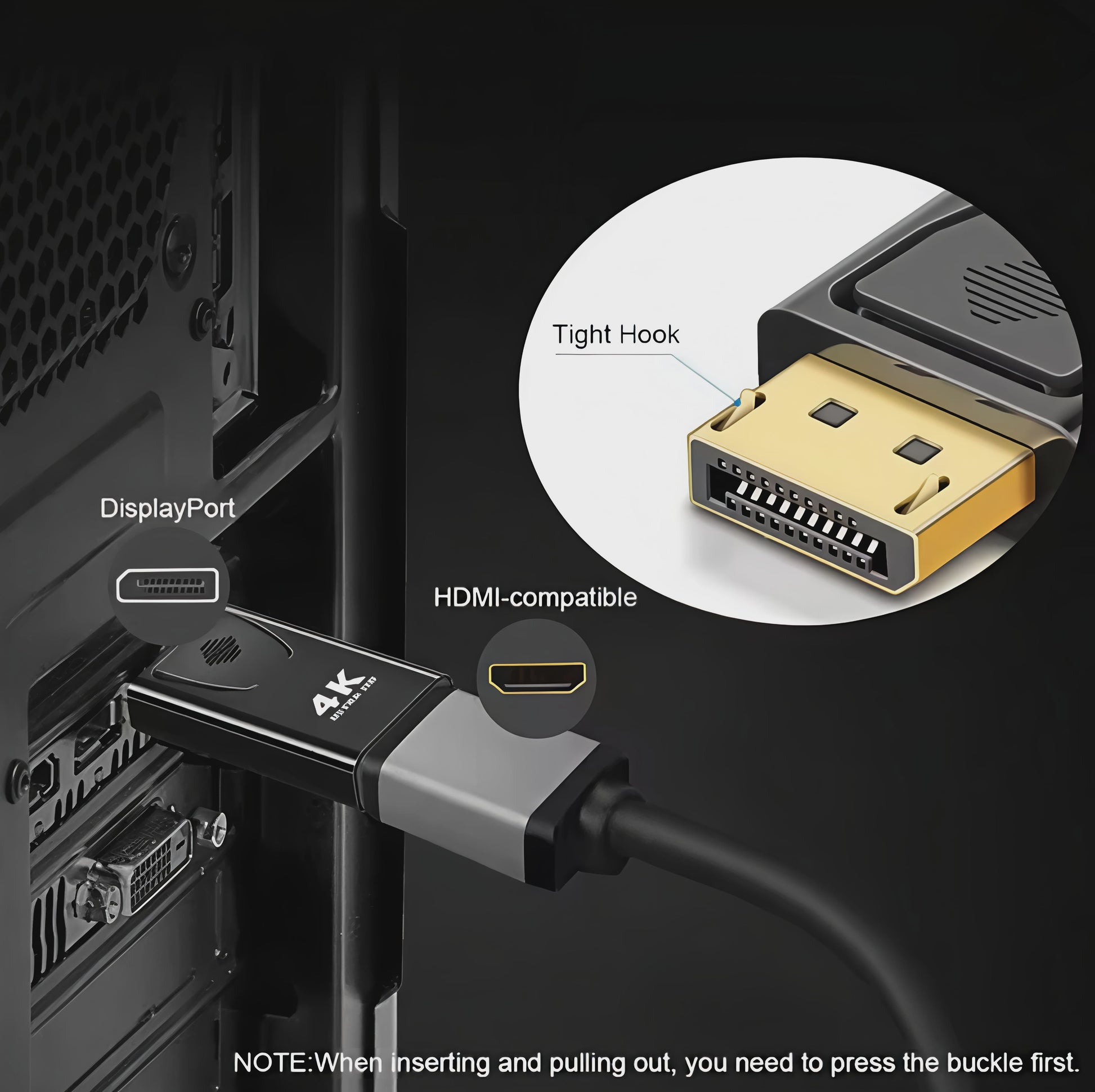 4K DisplayPort naar HDMI Adapter: DP Male naar HDMI Female Converter