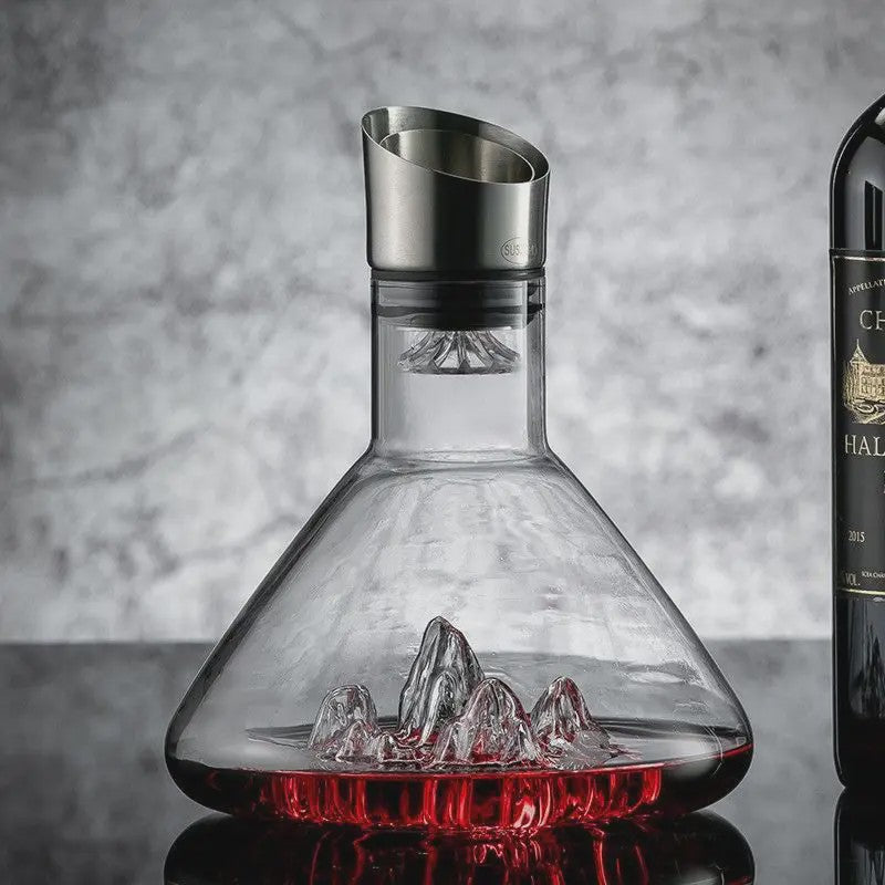 Luxe Kristallen Wijnkaraf 1500ML - Iceberg Design, Handgemaakt, Loodvrij, Wijnschenker & Dispenser