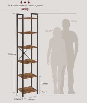 Schoenenrek met 10 vakken, smal en hoog, stalen frame, industrieel design