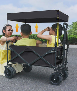 Opvouwbare Kampeerkar met Verstelbare Handgreep - 150L Grote Capaciteit, All-Terrain Wielen voor Strand, Tuin & Buiten