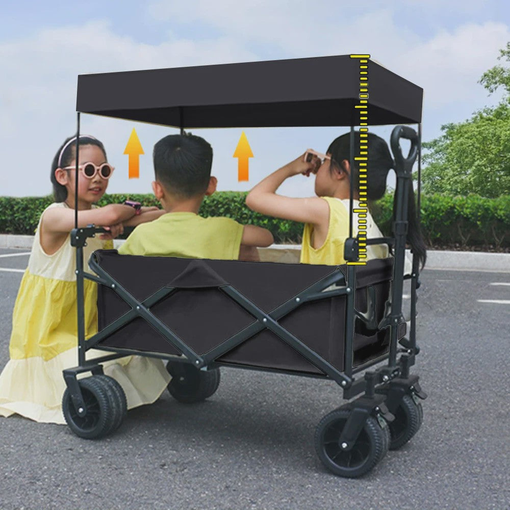 Opvouwbare Kampeerkar met Verstelbare Handgreep - 150L Grote Capaciteit, All-Terrain Wielen voor Strand, Tuin & Buiten