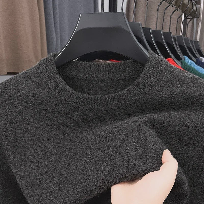 Heren Gebreide Trui met Diamantpatroon - Casual Ronde Hals, Lange Mouwen