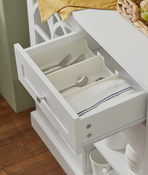 Wit Sideboard met 2 Glazen Deuren en 2 Lades - Stijlvolle Buffetkast voor Woonkamer of Hal