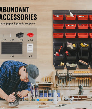48-delige Wandmontage Opbergbakjes Set - Grote Gereedschapsorganizer voor Garage & Werkplaats