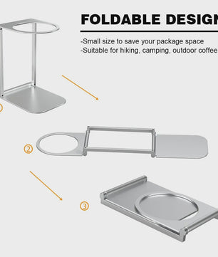 Opvouwbare Aluminium Koffie Drip Stand - Universeel voor Espresso & Pour-Over - Ideaal voor Camping & Reizen