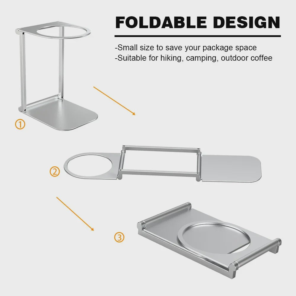 Opvouwbare Aluminium Koffie Drip Stand - Universeel voor Espresso & Pour-Over - Ideaal voor Camping & Reizen