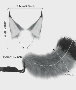 Luxe Lynx Oor Hoofdband & Staart Set - Cosplay & Fursuit Accessoires