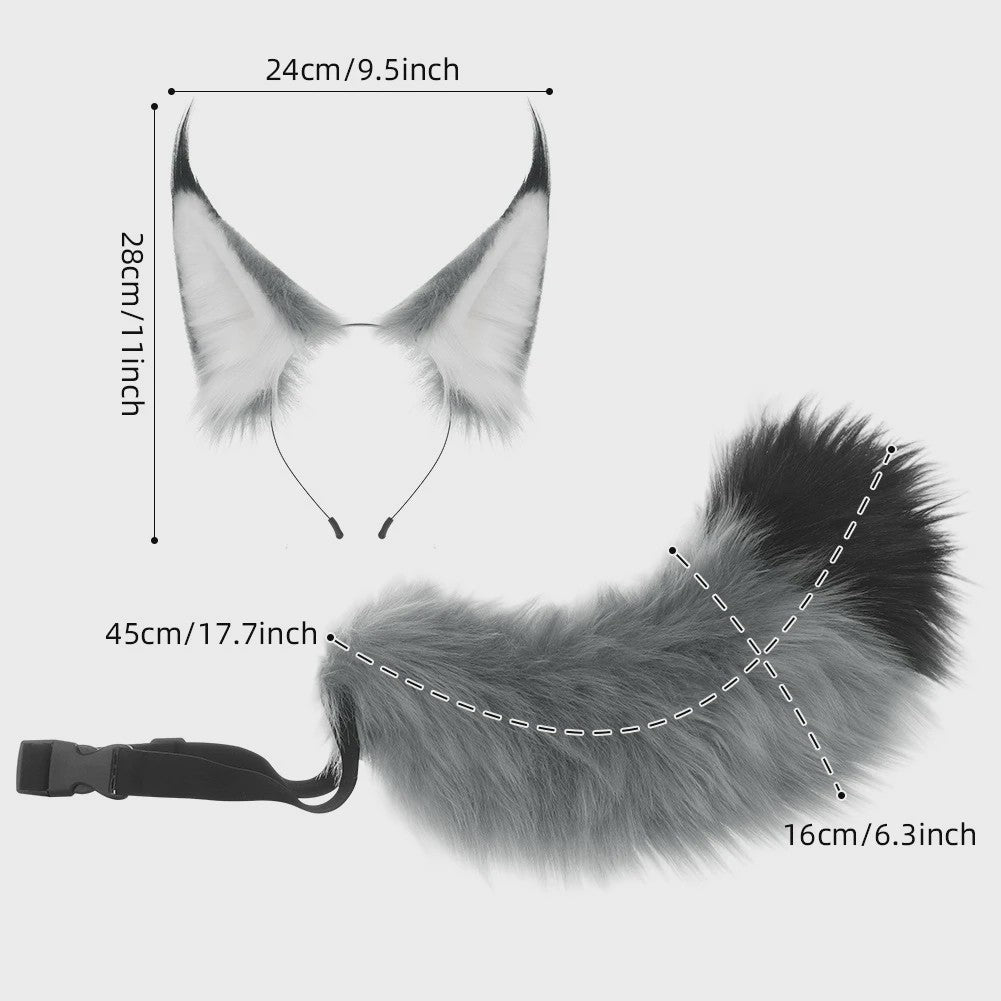 Luxe Lynx Oor Hoofdband & Staart Set - Cosplay & Fursuit Accessoires