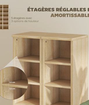HOMCOM Set van 2 Houten Opbergkasten voor CD/DVD - Eiken Kleur