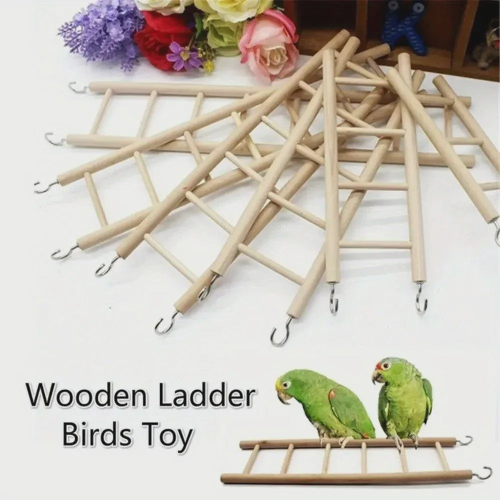 Natuurlijke Houten Klimladder Speelgoed voor Vogels en Hamsters - Veilig & Duurzaam