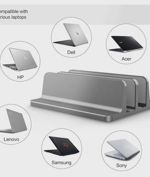 Verticale Laptopstandaard voor Macbook Air/Pro & Desktop - Dubbel & Verstelbaar (tot 17.3 Inch)