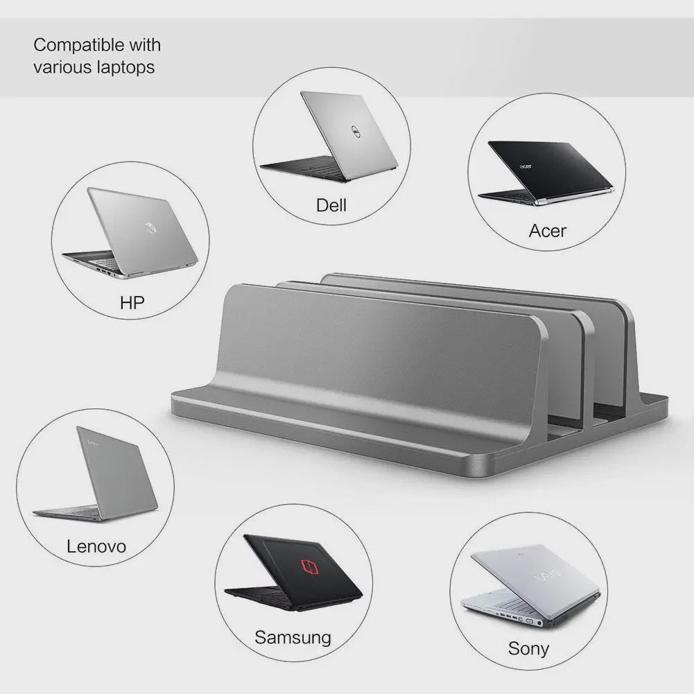 Verticale Laptopstandaard voor Macbook Air/Pro & Desktop - Dubbel & Verstelbaar (tot 17.3 Inch)