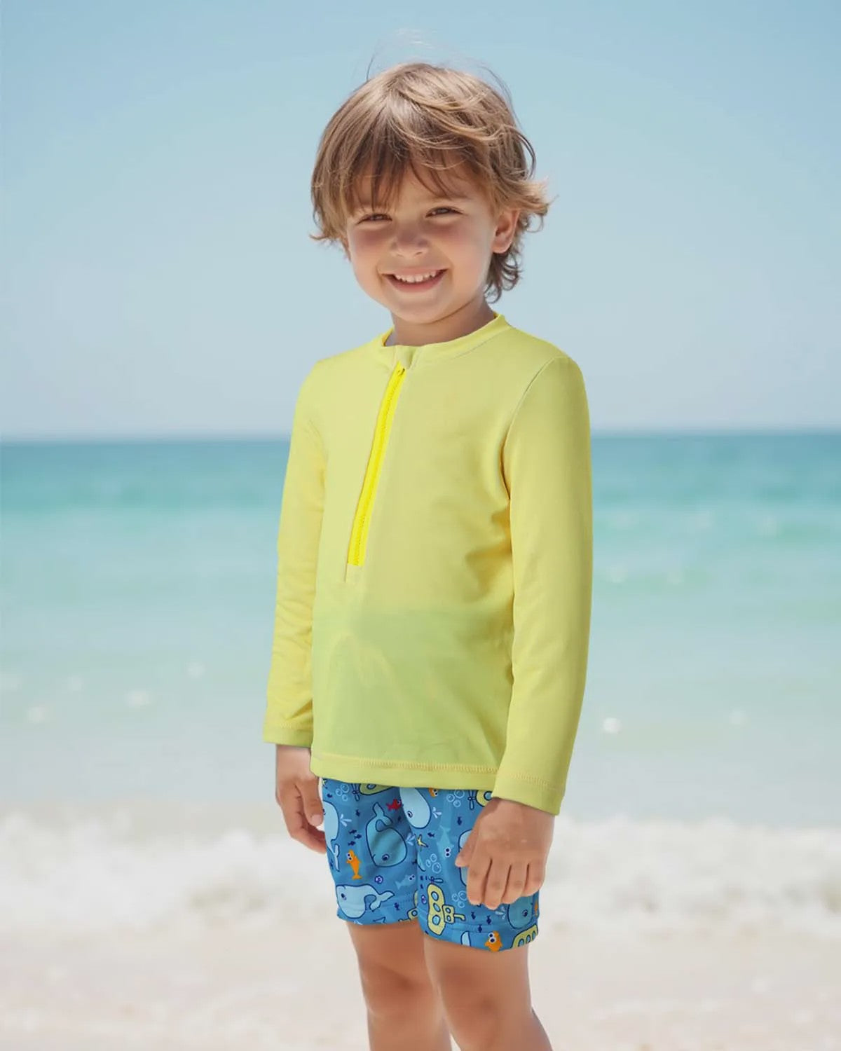 Zwemset Jongens Lange Mouw Rash Guard met Zwembroek - UPF 50+ UV Bescherming