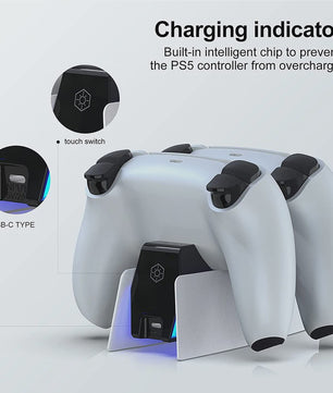 Dubbel Laadstation voor PS5 DualSense Controllers - Snel en Veilig Opladen