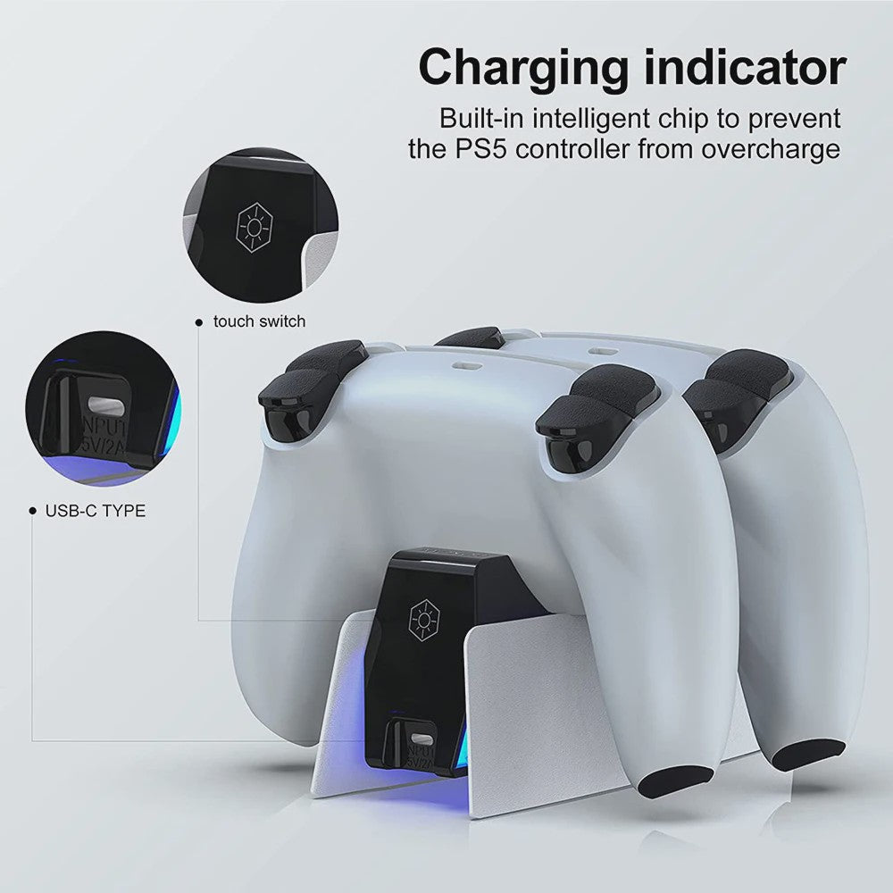Dubbel Laadstation voor PS5 DualSense Controllers - Snel en Veilig Opladen