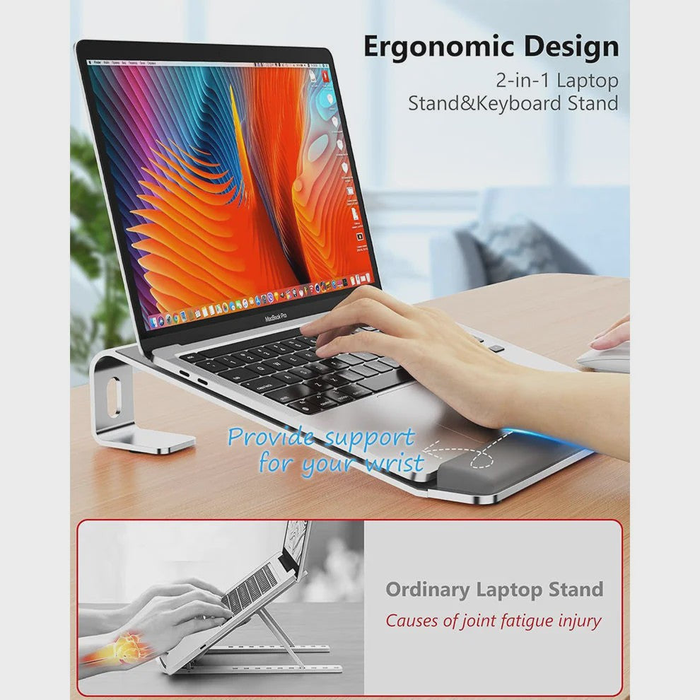 Ergonomische Laptopstandaard met Polssteun - Aluminium Verstelbare Laptopverhoger
