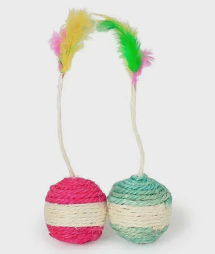 Interactieve Kattenkrabbal met Veren - Sisal Speelgoed voor Kitten