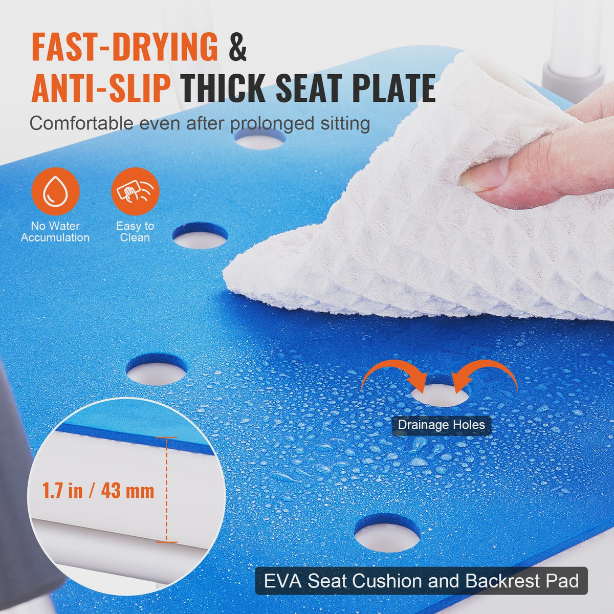 360° Draaibare Douchestoel met Armleuningen en Rugleuning - Verstelbaar & Antislip