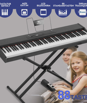 MUSTAR 88 Toetsen Digitale Piano - Draagbaar Keyboard met Semi-gewogen Toetsen, X-stand, Tas & Pedaal
