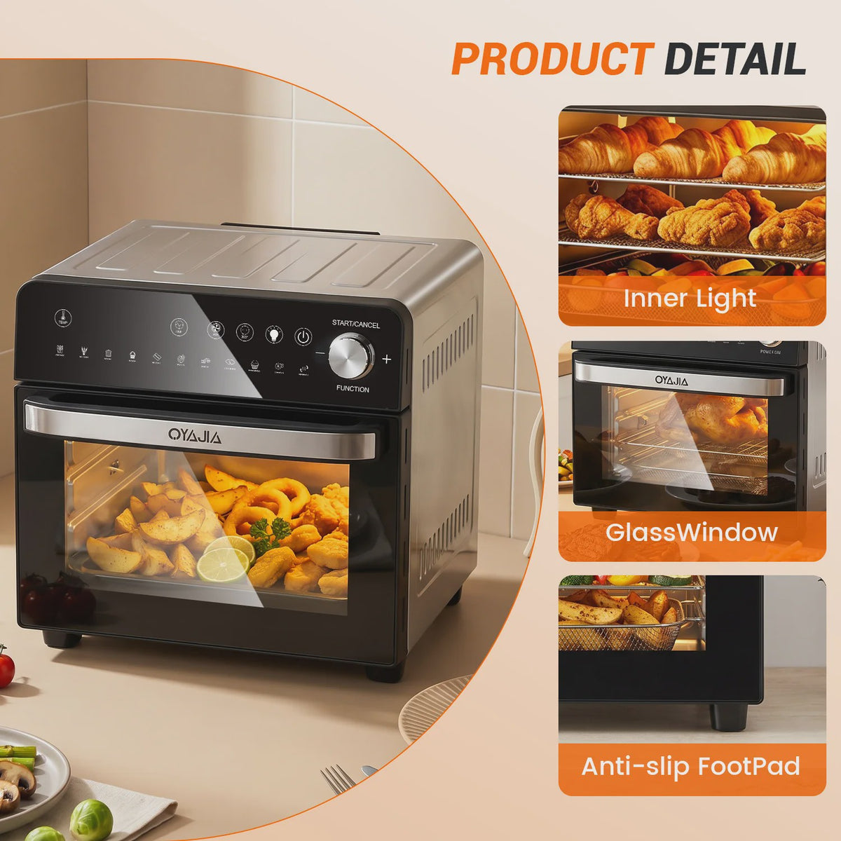 14L Mini Oven met Airfryer, Pizzafunctie & 11 Programma's - 1800W