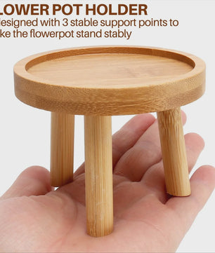 Houten Plantenstandaard Bloempot Voet Krukje - Decoratief en Stabiel voor Binnen en Buiten