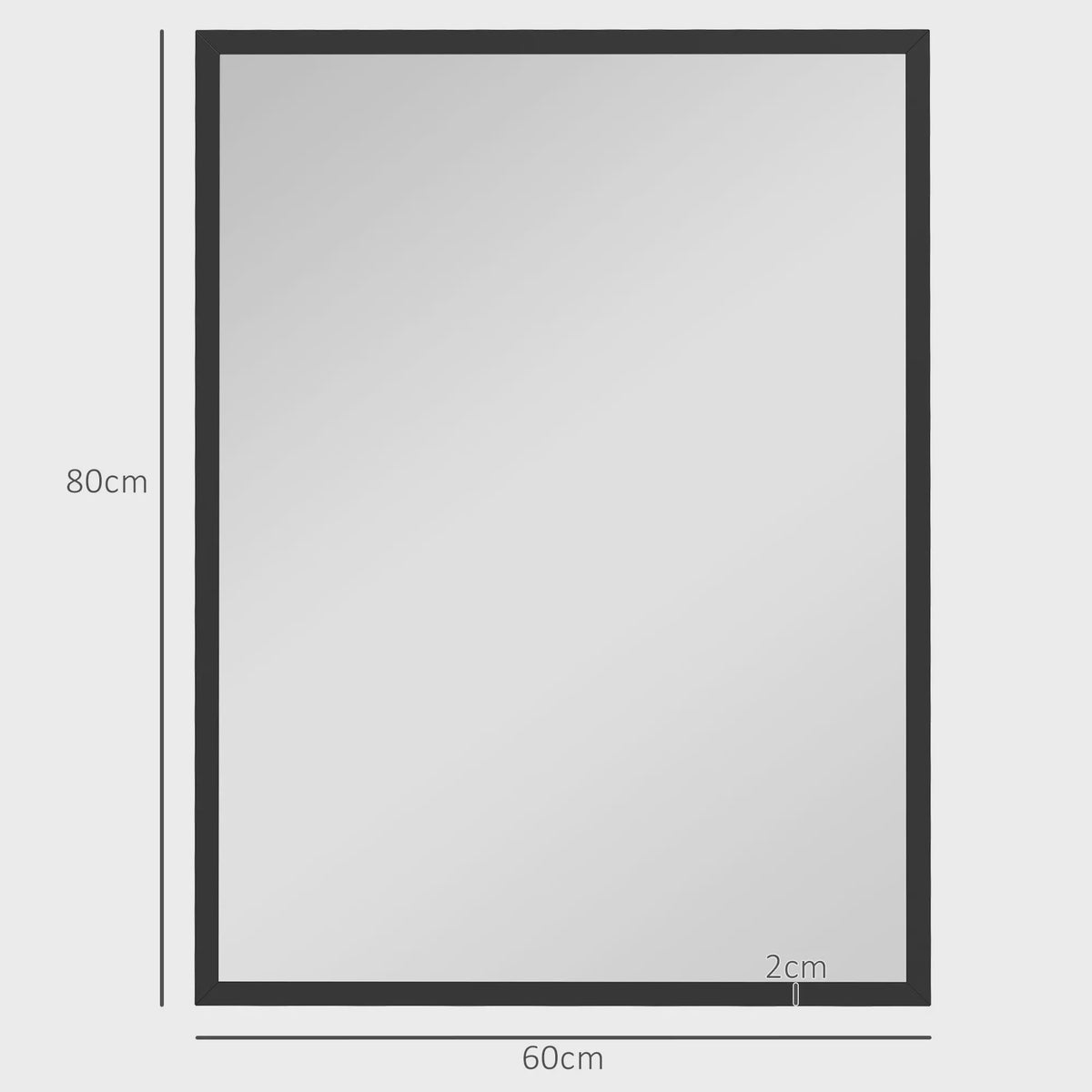 HOMCOM Rechthoekige Wandspiegel 60x80 cm met Zwart Frame - Ideaal voor Woonkamer, Slaapkamer of Badkamer