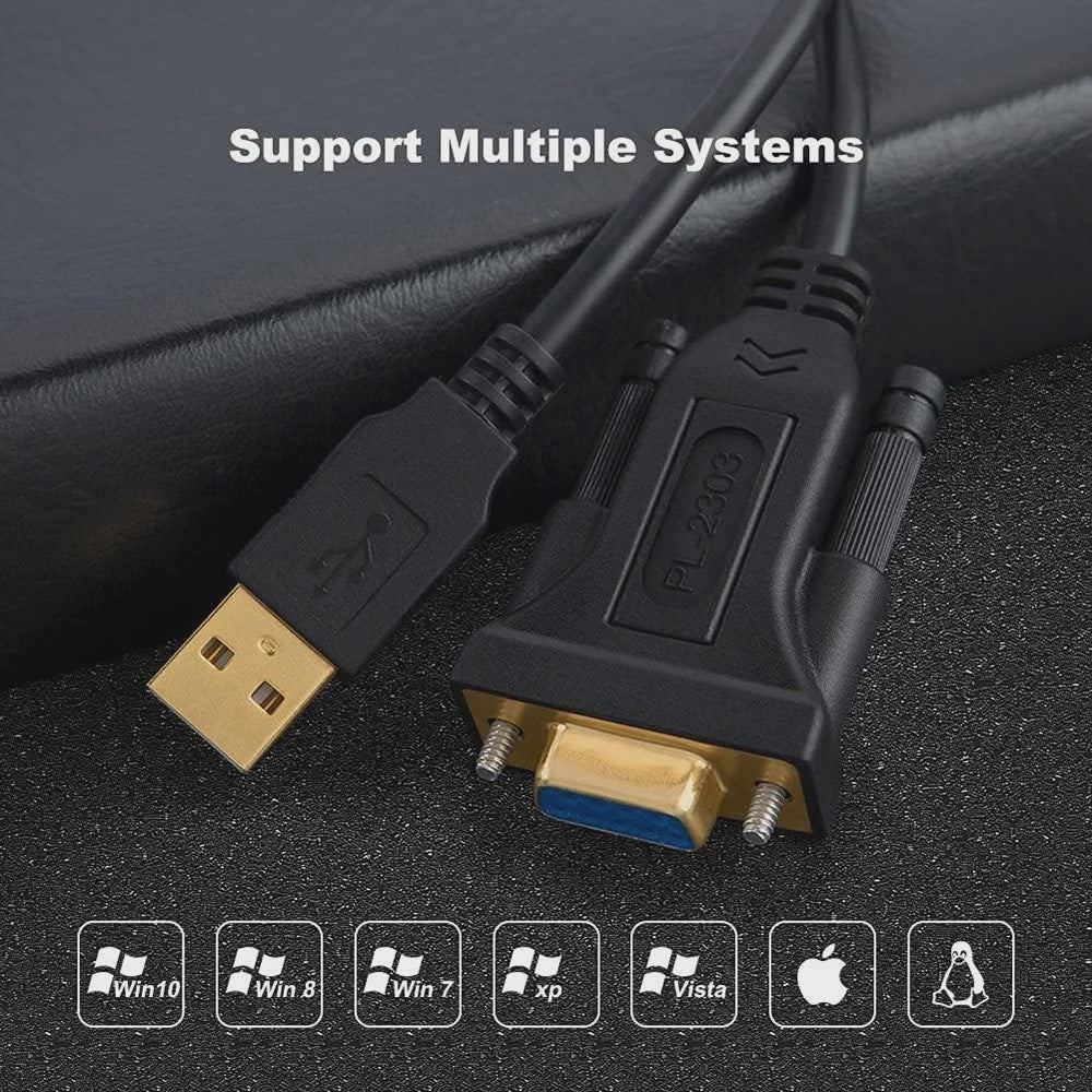USB naar RS232 Seriële Kabel Adapter (DB9 Female) met PL2303 Chip - 2 Meter