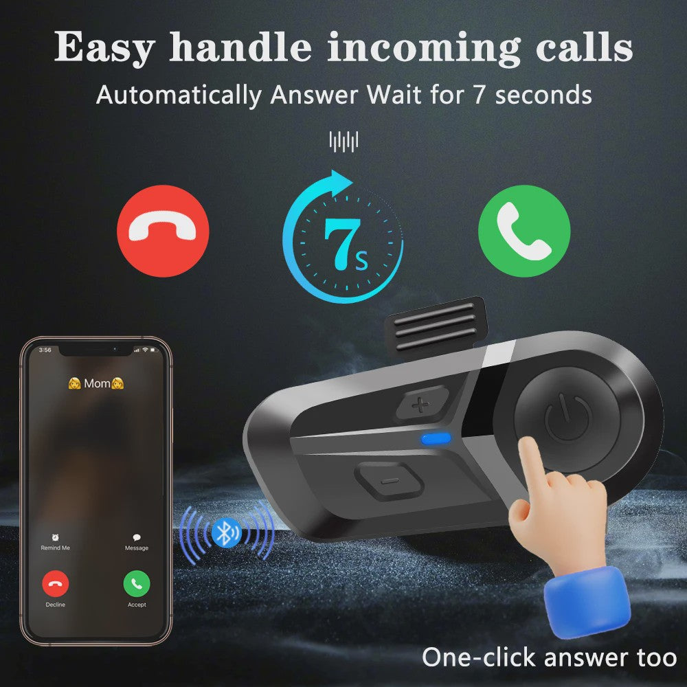 Bluetooth 5.3 Motorhelm Headset - Handsfree Bellen, Muziek & Waterdicht