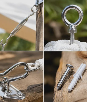 9-delige RVS Zonnezeil Ophangset - Complete Accessoires Kit
