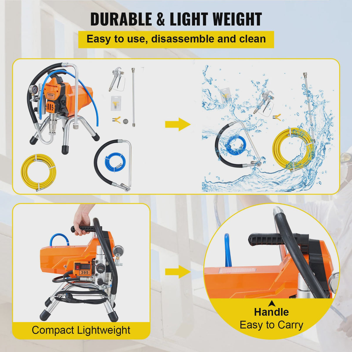 Krachtige Airless Verfspuitmachine 1500W-2200W voor Muren, Meubels & Exterieur