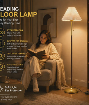 Moderne Plissé Stoffen Vloerlamp met 3 Kleurtemperaturen & Voetschakelaar | Sfeerverlichting voor Woonkamer, Slaapkamer, Kantoor