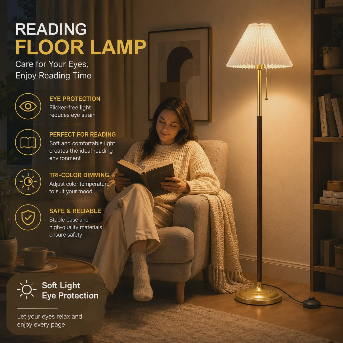 Moderne Plissé Stoffen Vloerlamp met 3 Kleurtemperaturen & Voetschakelaar | Sfeerverlichting voor Woonkamer, Slaapkamer, Kantoor
