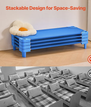 Stapelbare Kinderbedjes Set van 4 of 6 - Draagbaar en Comfortabel voor Kinderopvang en Thuis
