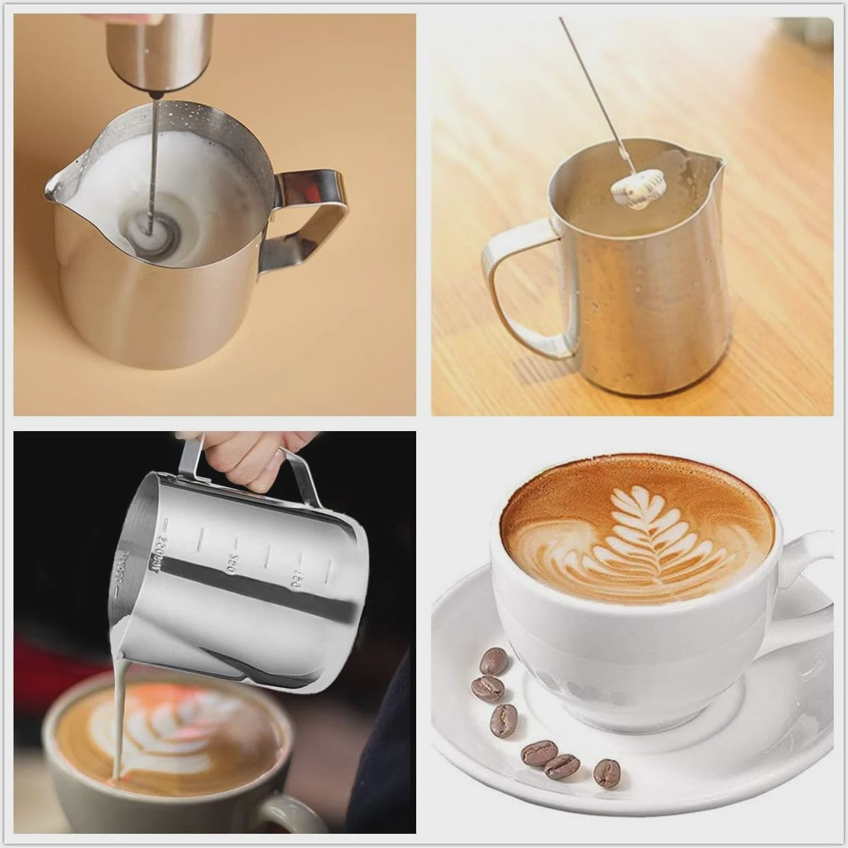 Oplaadbare RVS Melkopschuimer met 2 Snelheden voor Latte, Cappuccino & Espresso