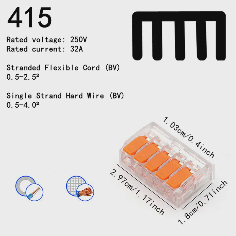 Universele Snelkoppeling Klemmen (250V/32A) - Oranje, 10-75 Stuks