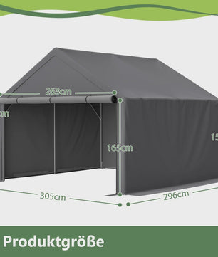 Donkergrijze Fietsenstalling Tent - 305x296x233cm - Outdoor Opslag voor Fietsen & Tuin Gereedschap