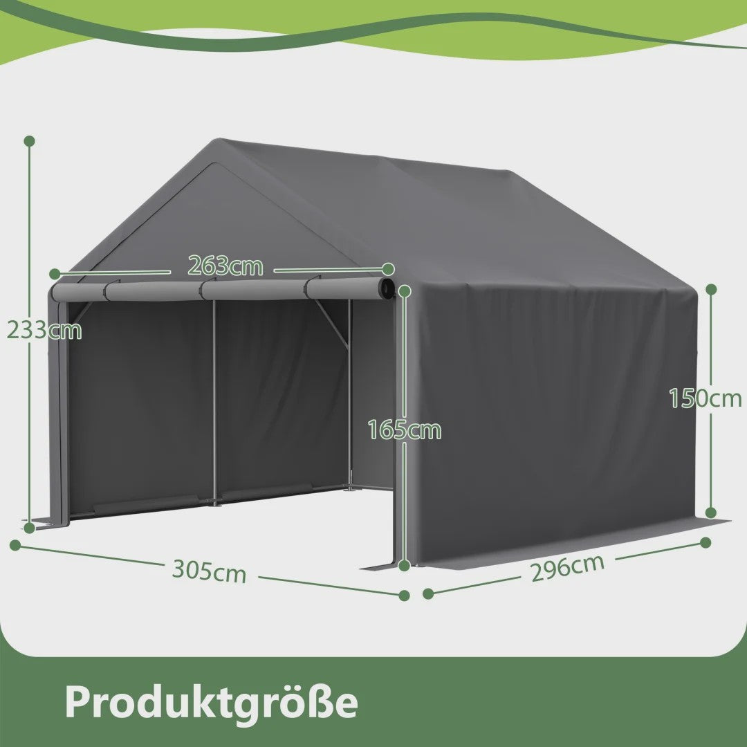 Donkergrijze Fietsenstalling Tent - 305x296x233cm - Outdoor Opslag voor Fietsen & Tuin Gereedschap