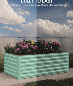 Verhoogd Tuinbed Metaal 6x3x2 ft (183x91 cm) - 60 cm Hoog, Groen, Roestbestendig & Eenvoudig te Monteren