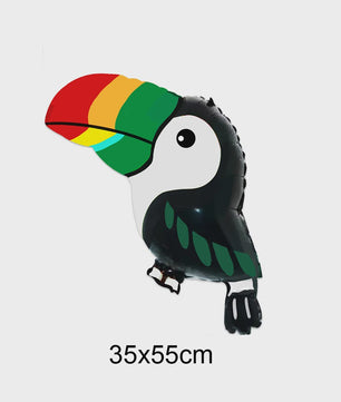 Jungle Dieren Ballondecoratie Set - Struisvogel, Gorilla, Toucan & Pauw voor Feestjes