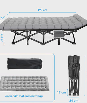 Opvouwbaar Campingbed met Matras - Draagbaar & Robuust Kampeerbed voor Volwassenen (200kg)