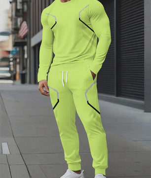 Herenset: Ronde Hals Sweater & Broek met 3D Print - Streetwear Lente/Herfst 2025